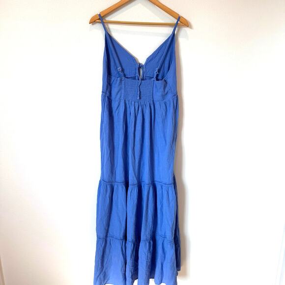 Blanco by Nature Periwinkle Blue Cotton Tiered V-Neck Maxi Dress NEW Size XL - Picture 10 of 10